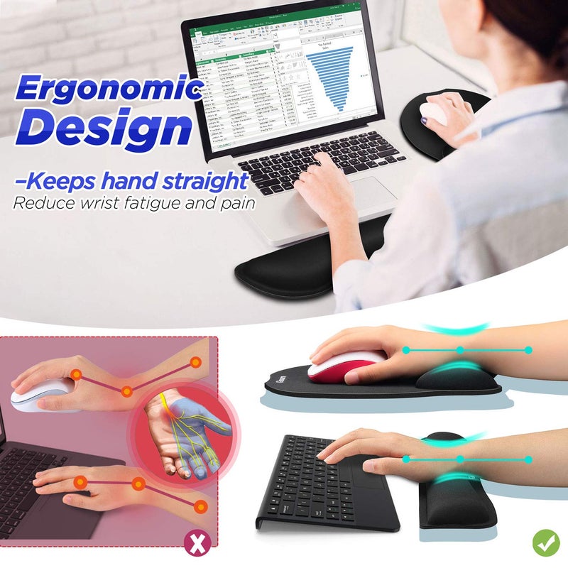 Gimars Upgrade Enlarge Superfine Fibre Soft Smooth Gel Ergonomic Mouse Pad Wrist Support and Keyboard Wrist Rest for Computer, Laptop, Mac, Gaming and Office, Durable, Comfortable and Pain Relief - Image 2